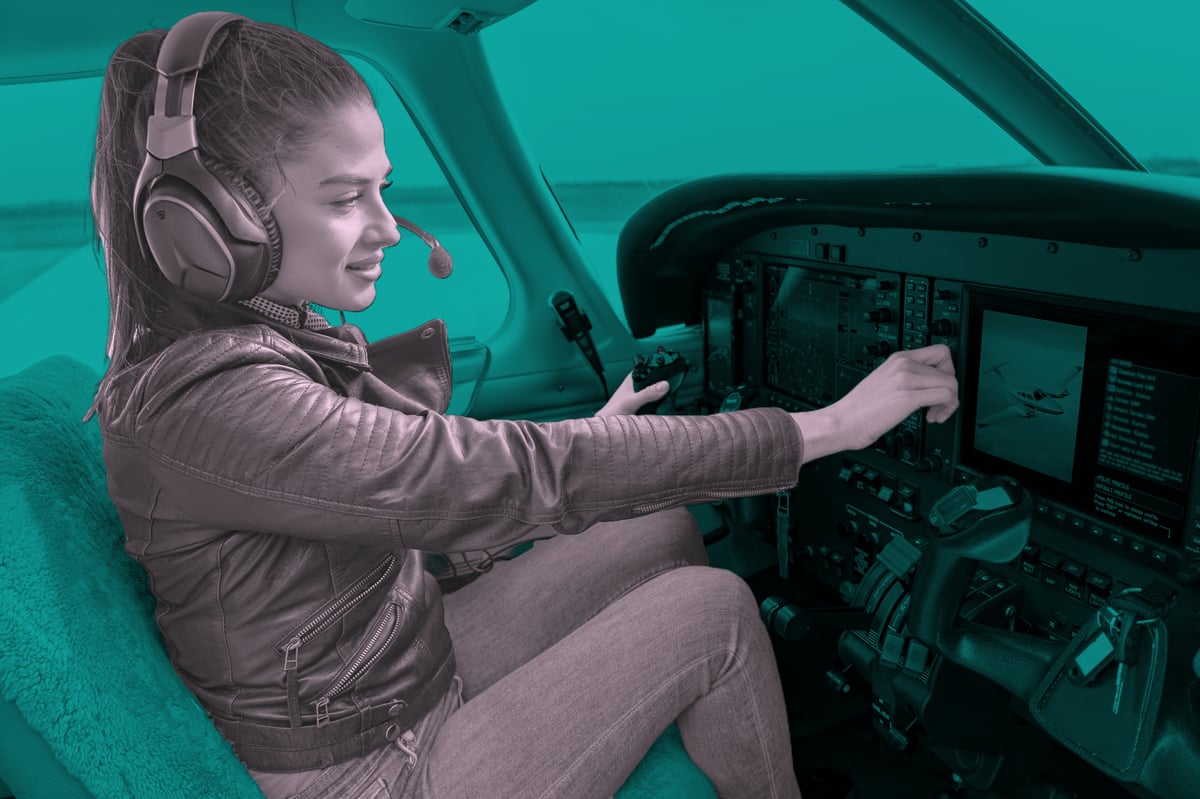 Pilot using instruments on the ground 